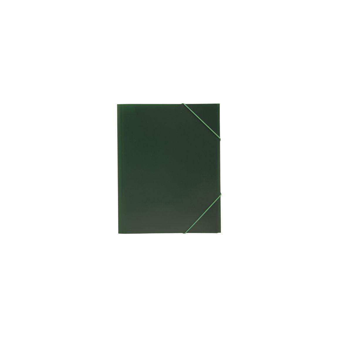 Rubber band folder plastic 3 flap A4 green