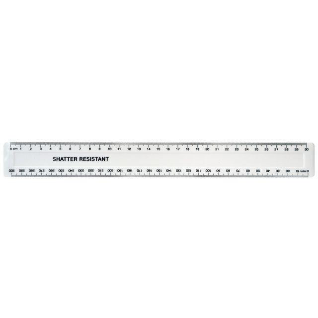 Ruler 30cm shatterproof white 100/pc