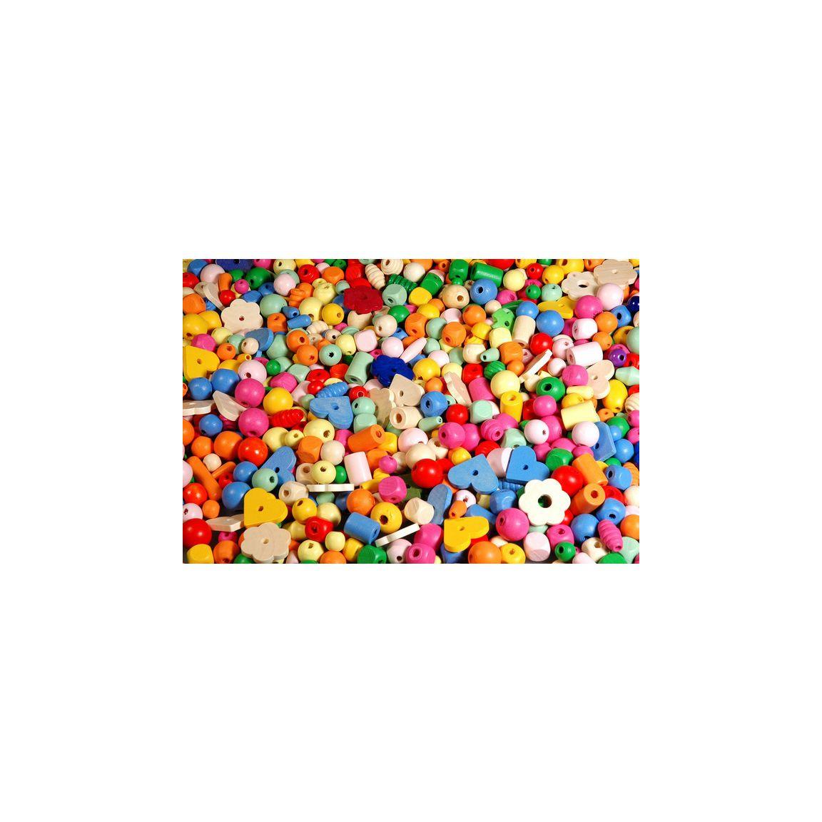 Wooden bead mix 750g pastel colours