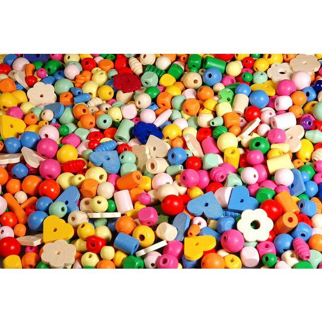 Wooden bead mix 750g pastel colours