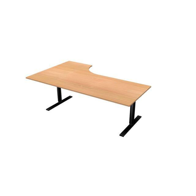 Table El right 200x120cm beech laminate/black