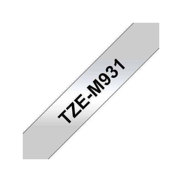 Tape BROTHER TZEM931 12mm black on silver