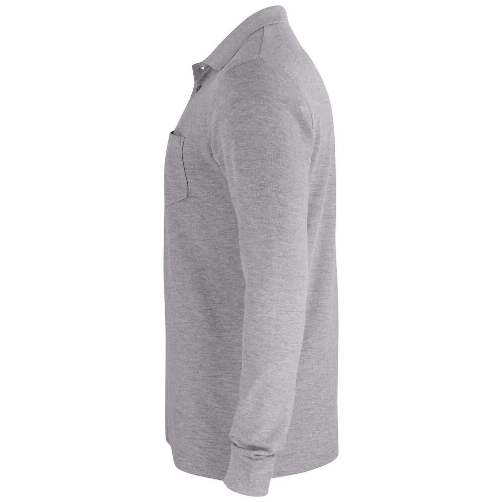 Basic Polo Pocket L/S - Grey melange - Image 3
