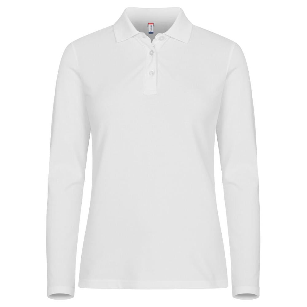Stretch Premium Polo L/S Women - White - Image 1