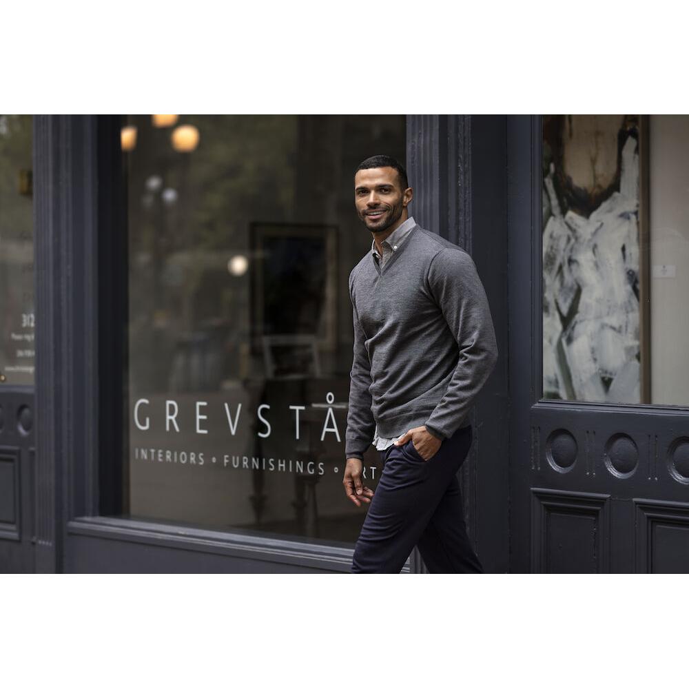 Everett V-neck Men - Anthracite melange - Image 5