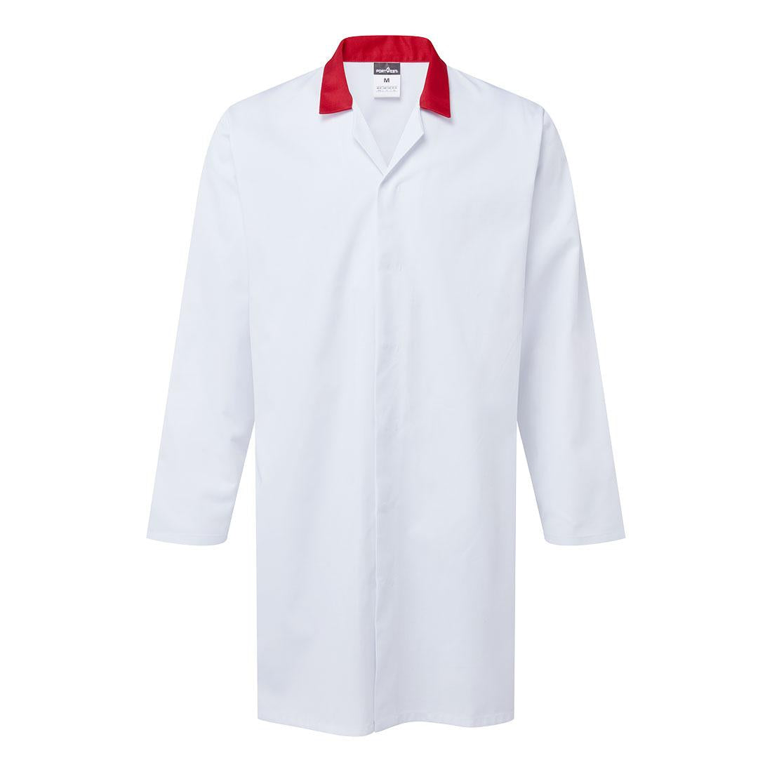 Food Industry No Pocket Coat - White/Red