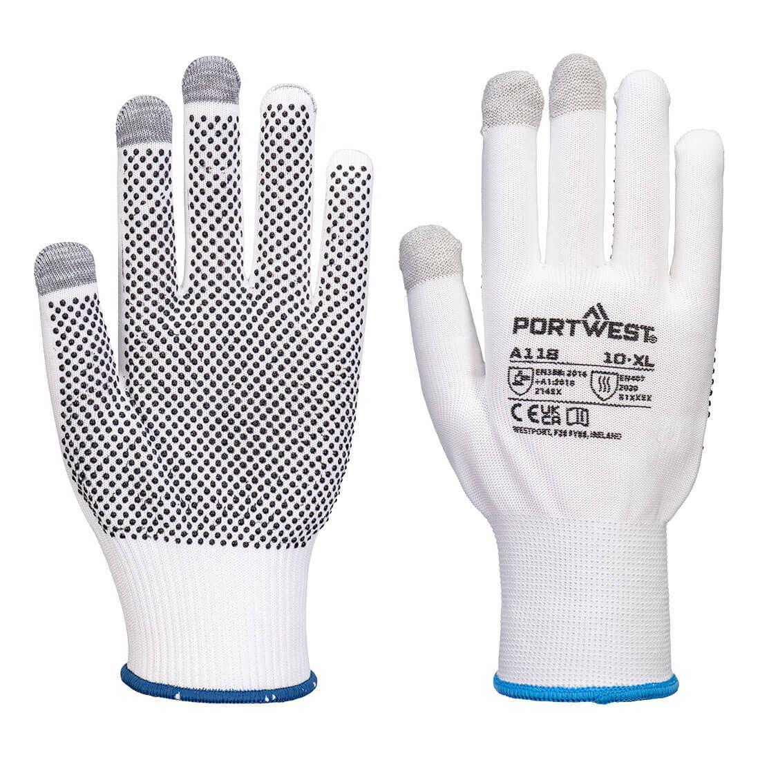 Grip 13 PVC Dotted Touchscreen Glove - White/Grey