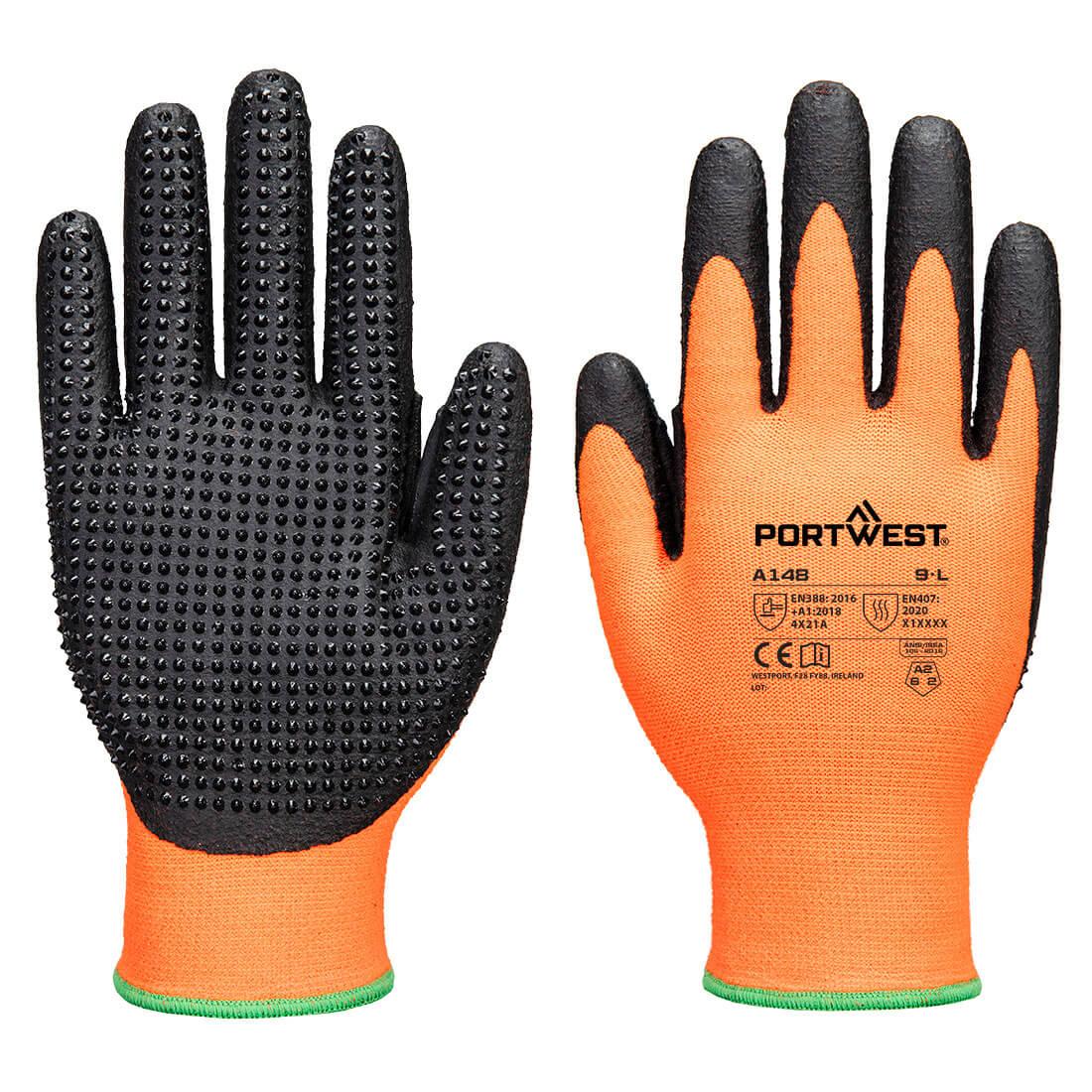 Grip 13 Nitrile High Dotted Glove - Orange/Black