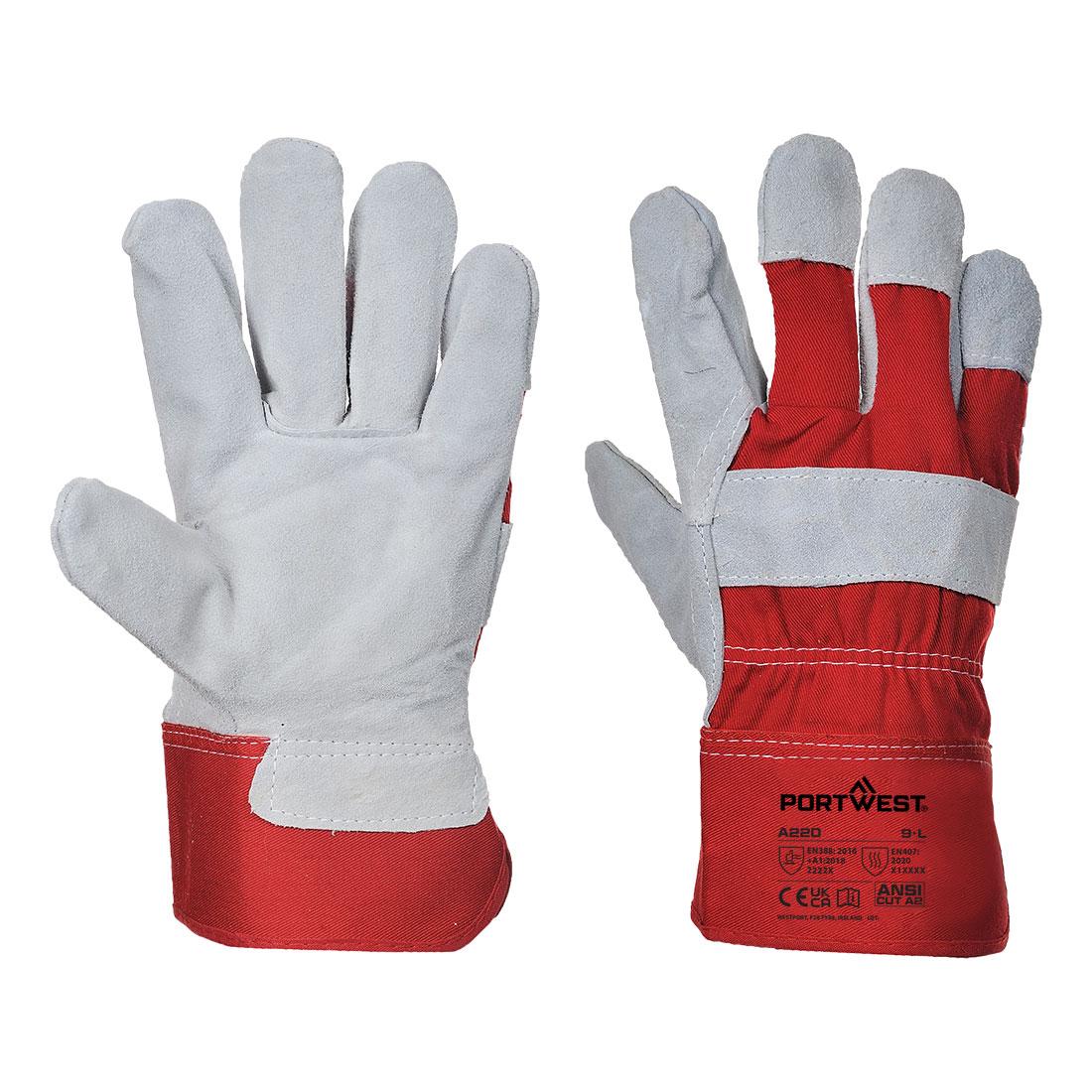Leather Rigger 130 Cow Split Glove - Red