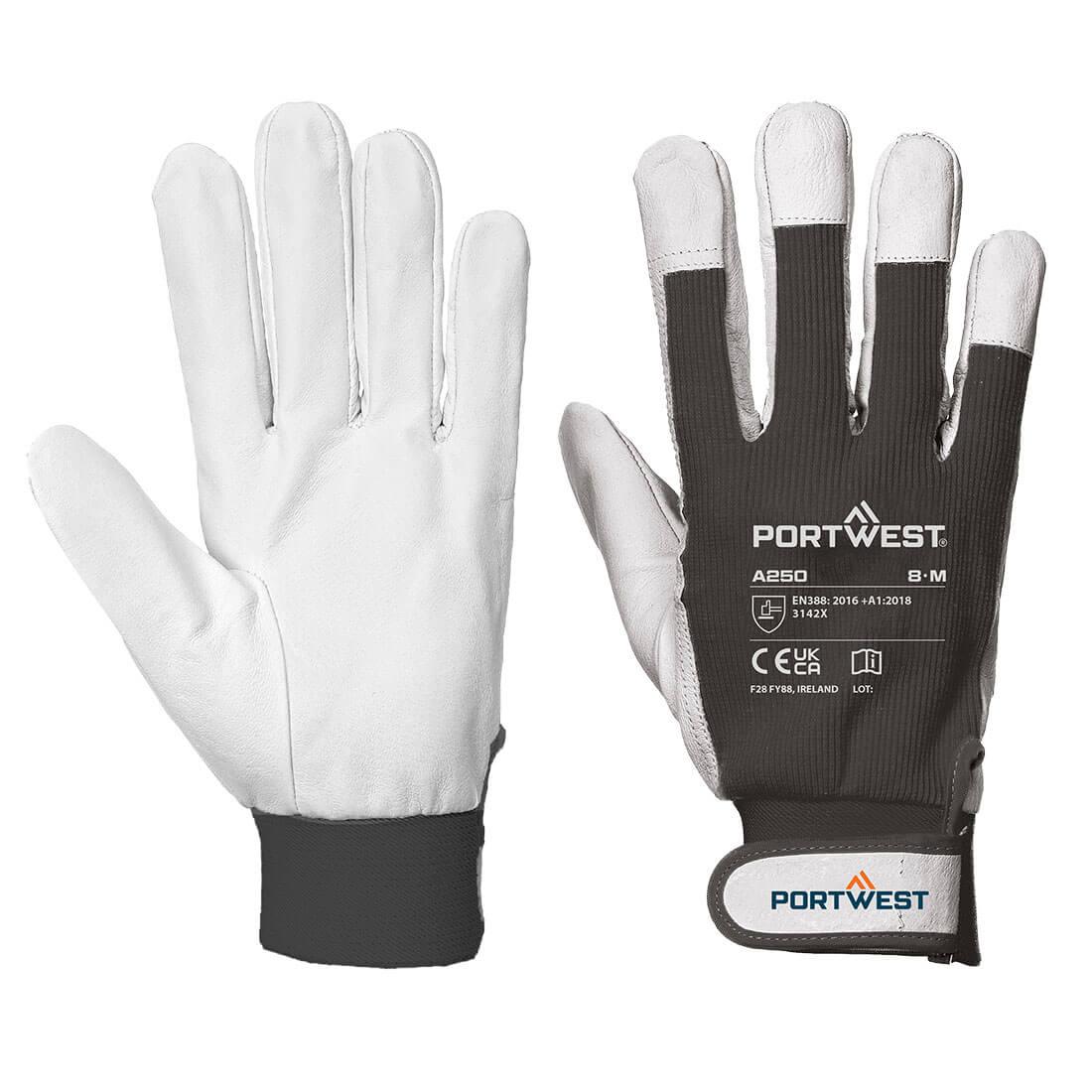 Leather 110 Grain Palm Mechanical Glove - Black