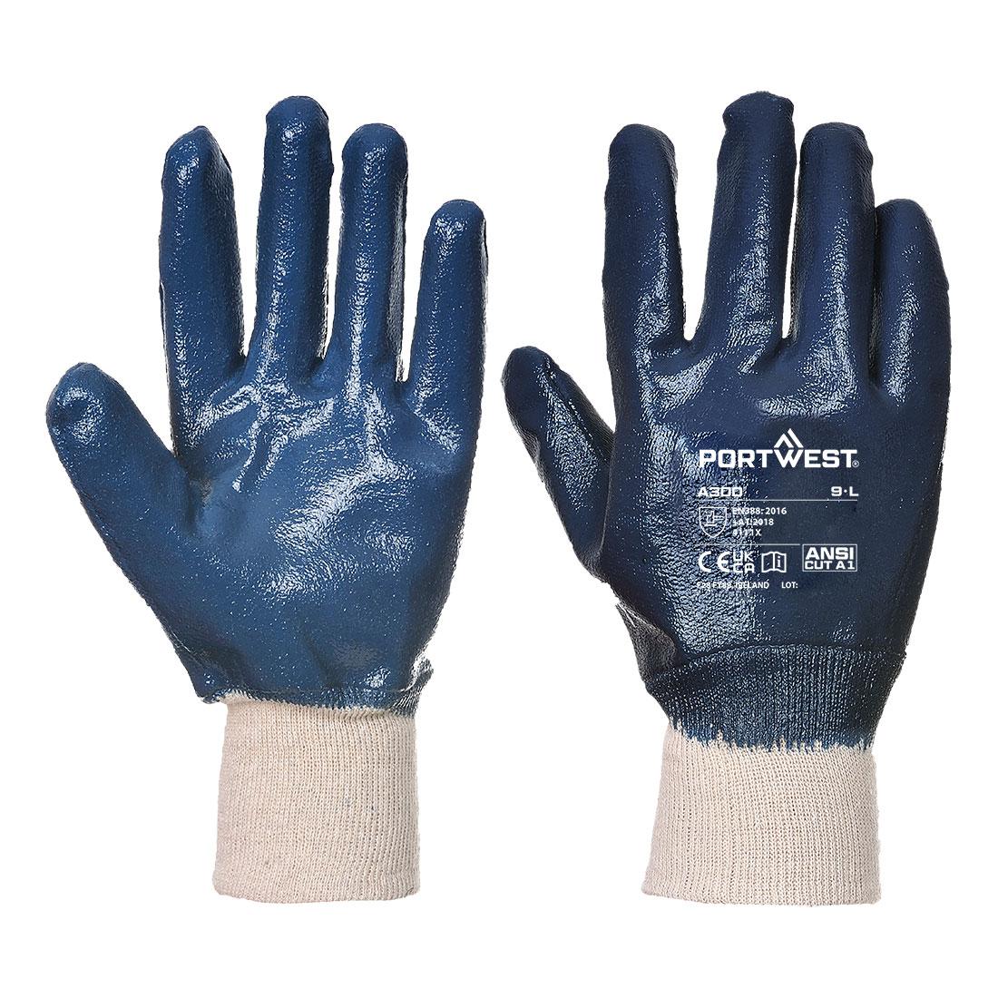 Grip 12 Nitrile Full Dipped Knitwrist Glove - Navy