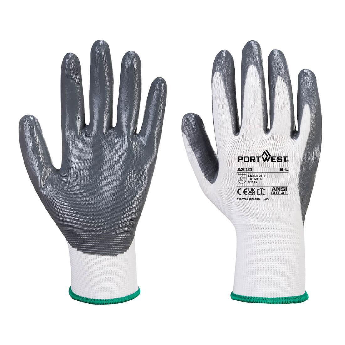 Flexo Grip Nitrile Glove - Grey/White