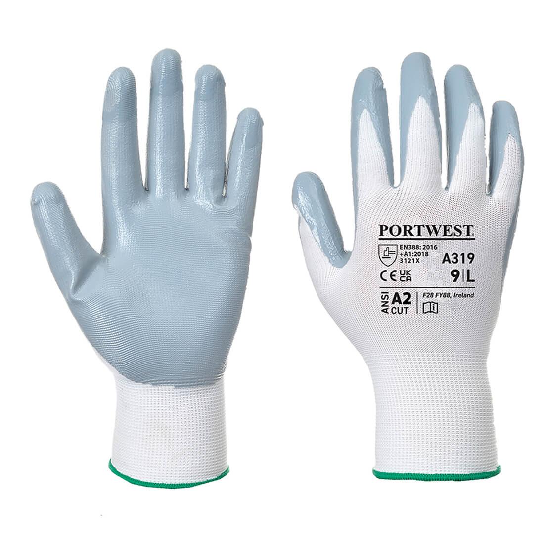 Flexo Grip Nitrile Glove (Retail Pack) - Grey/White