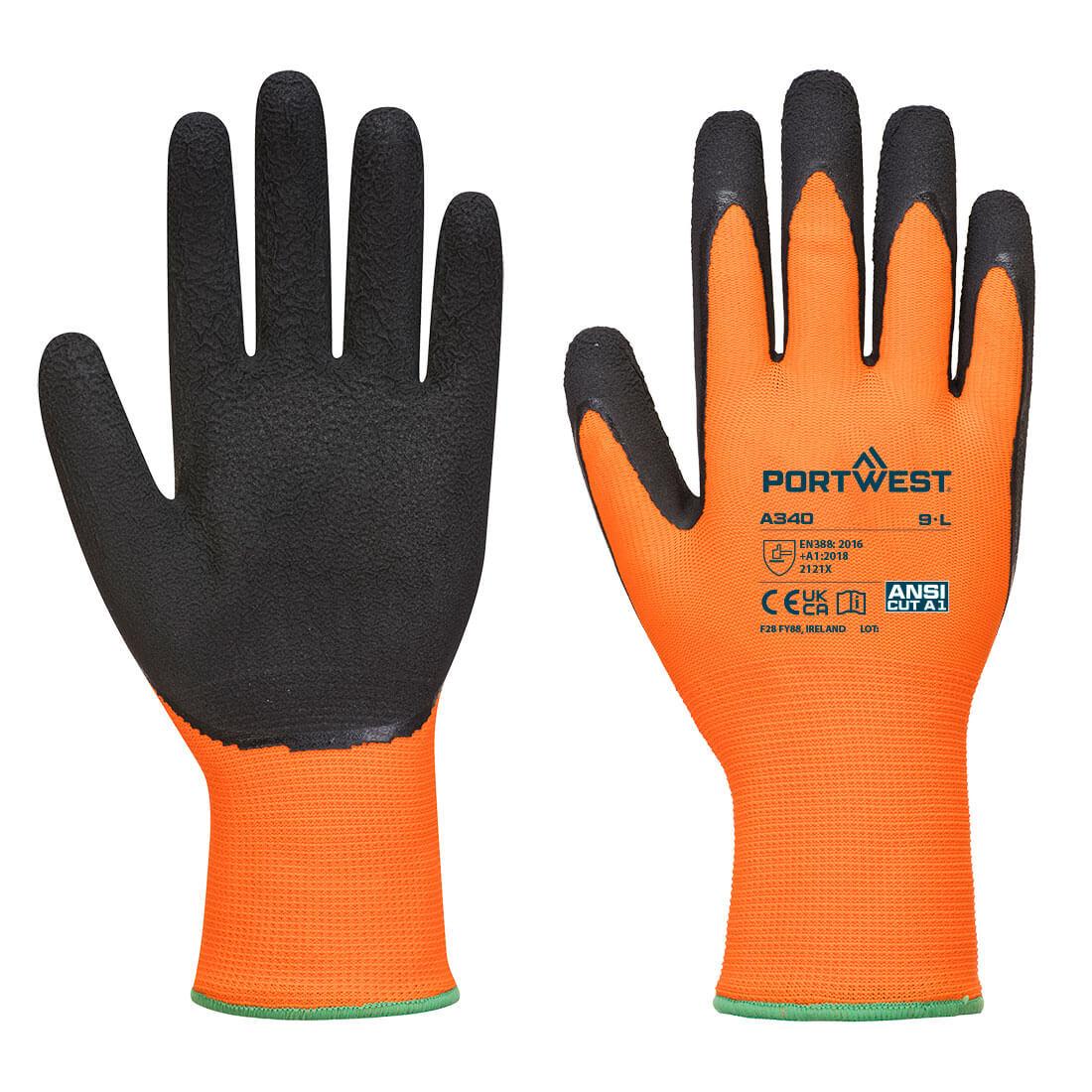 Hi-Vis Grip Glove - Latex - Orange/Black