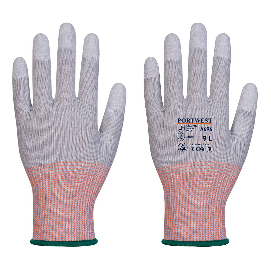 LR13 ESD PU Fingertip Cut Glove (Pk12) - Grey/White