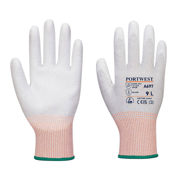 LR13 ESD PU Palm Glove (Pk12) - Grey/White