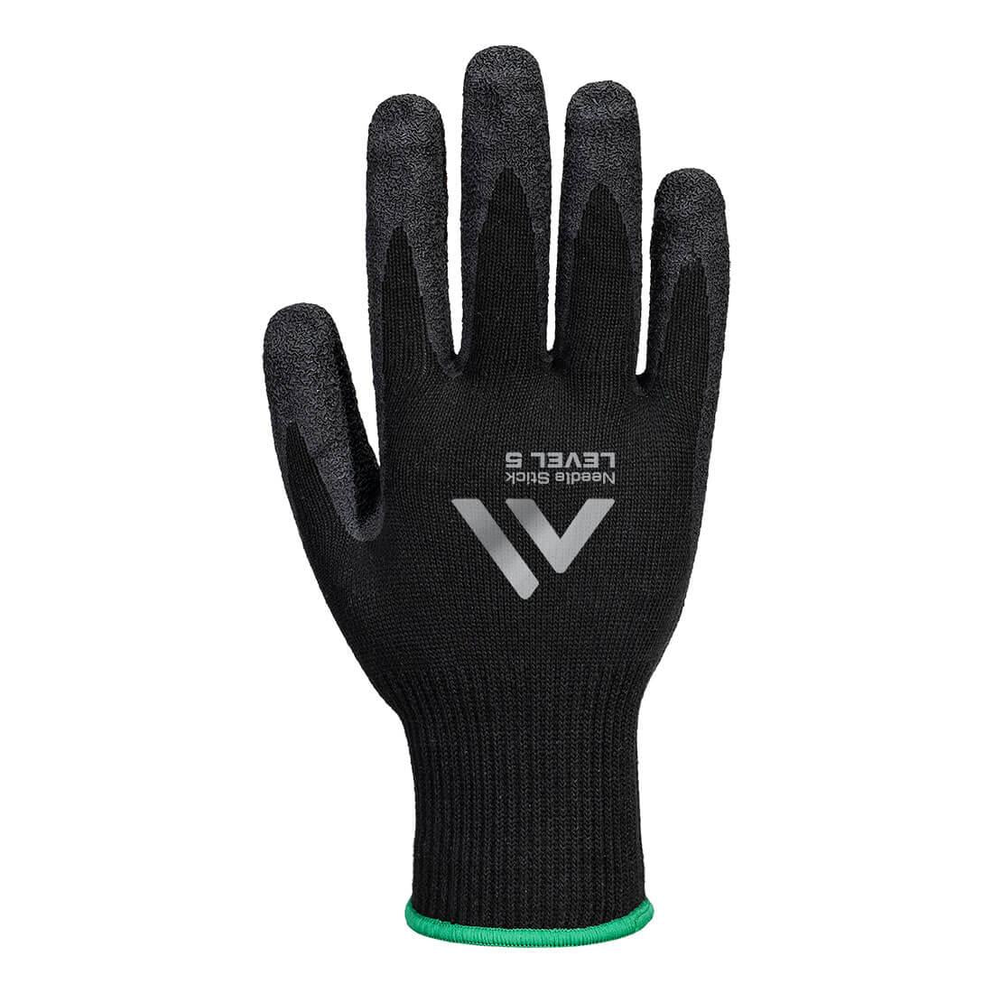 Needle Resistant F10 Latex Crinkle Glove - Black