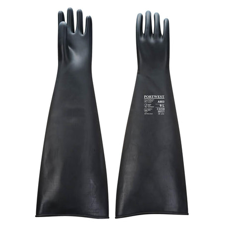 Heavyweight Latex Rubber Gauntlet 600mm - Black