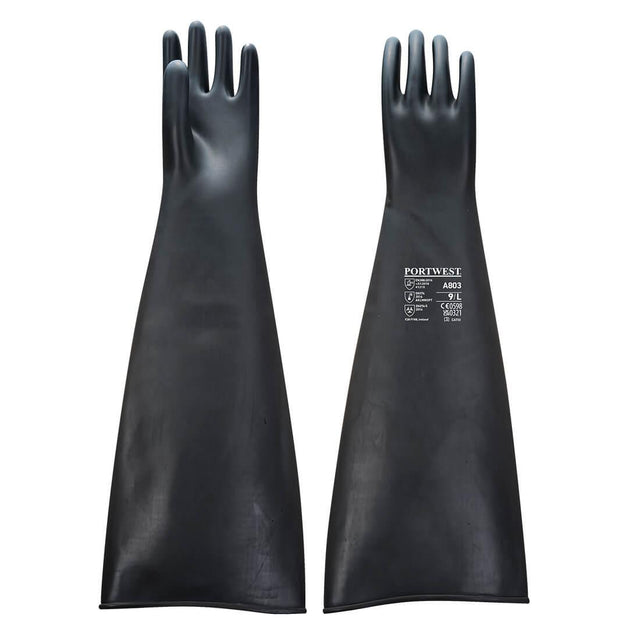 Heavyweight Latex Rubber Gauntlet 600mm - Black