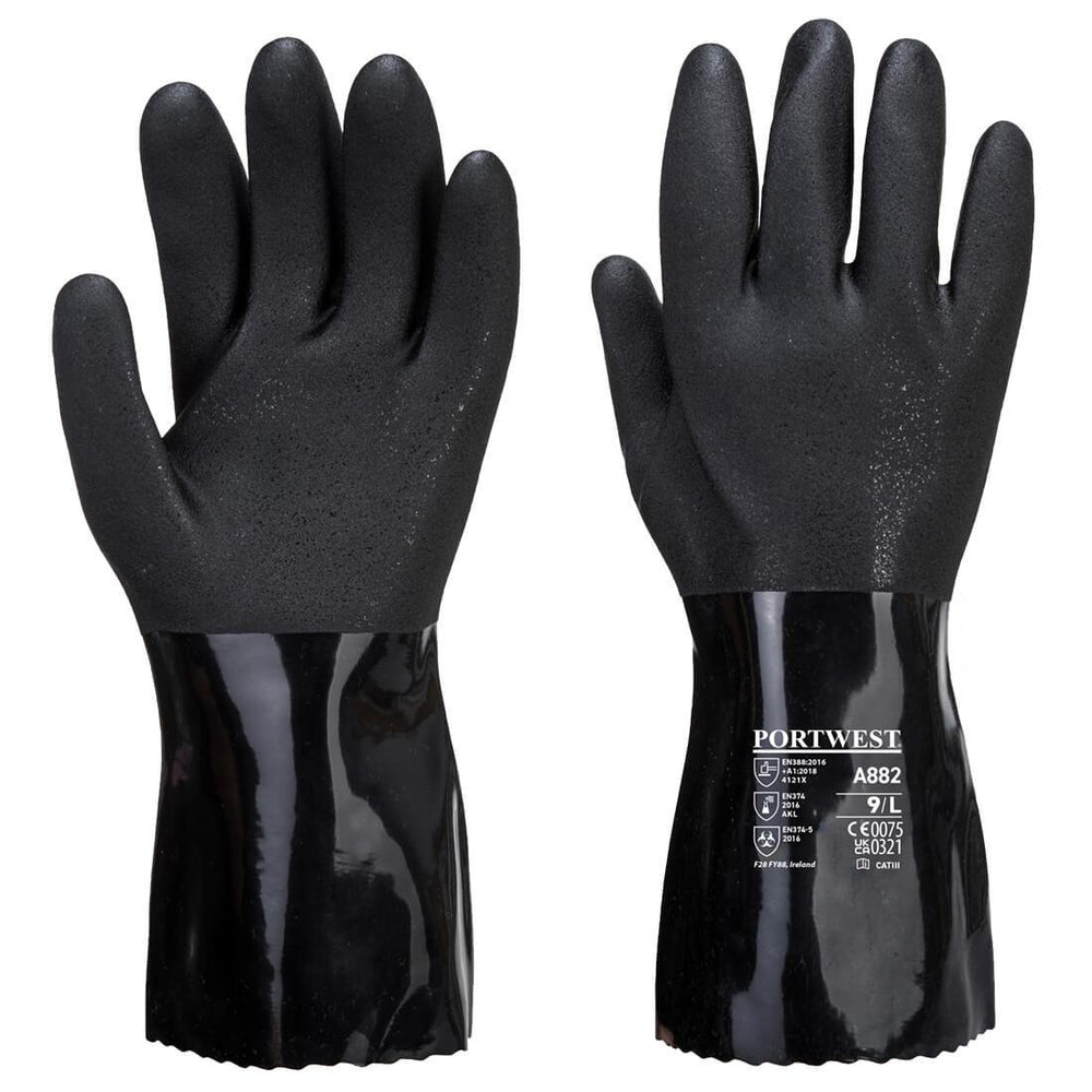 ESD PVC Chemical Gauntlet - Black