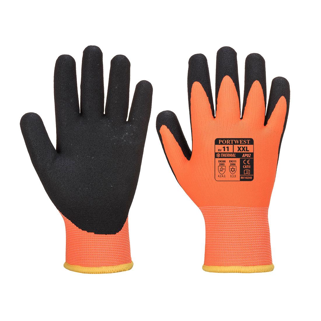 Cold 10 Nitrile Sandy Liquid Repellent Glove - Orange/Black