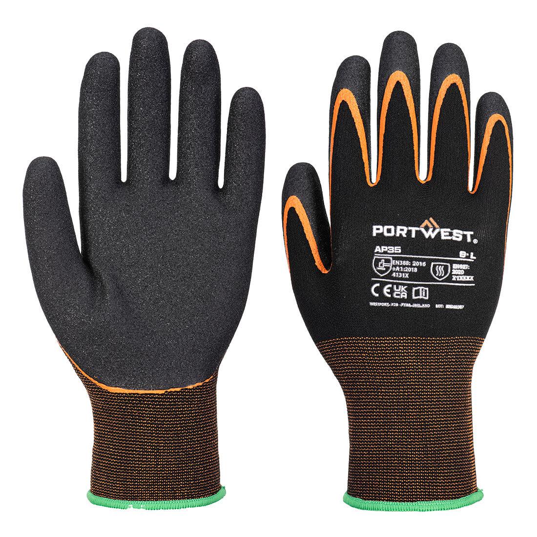 Grip 15 Nitrile Double Palm Glove - Black/Orange