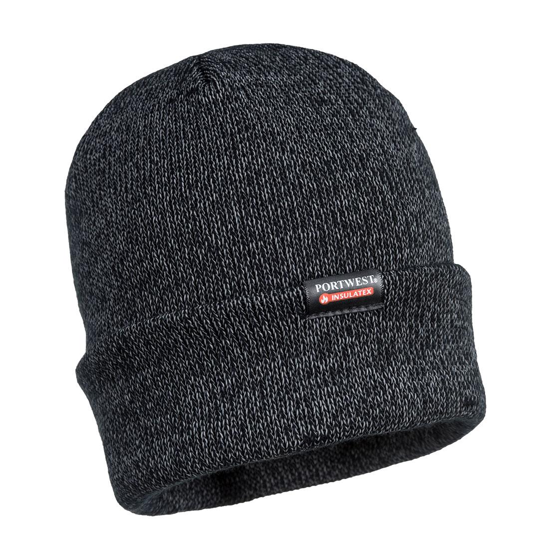 Insulated Knit Reflective Yarn Beanie - Black
