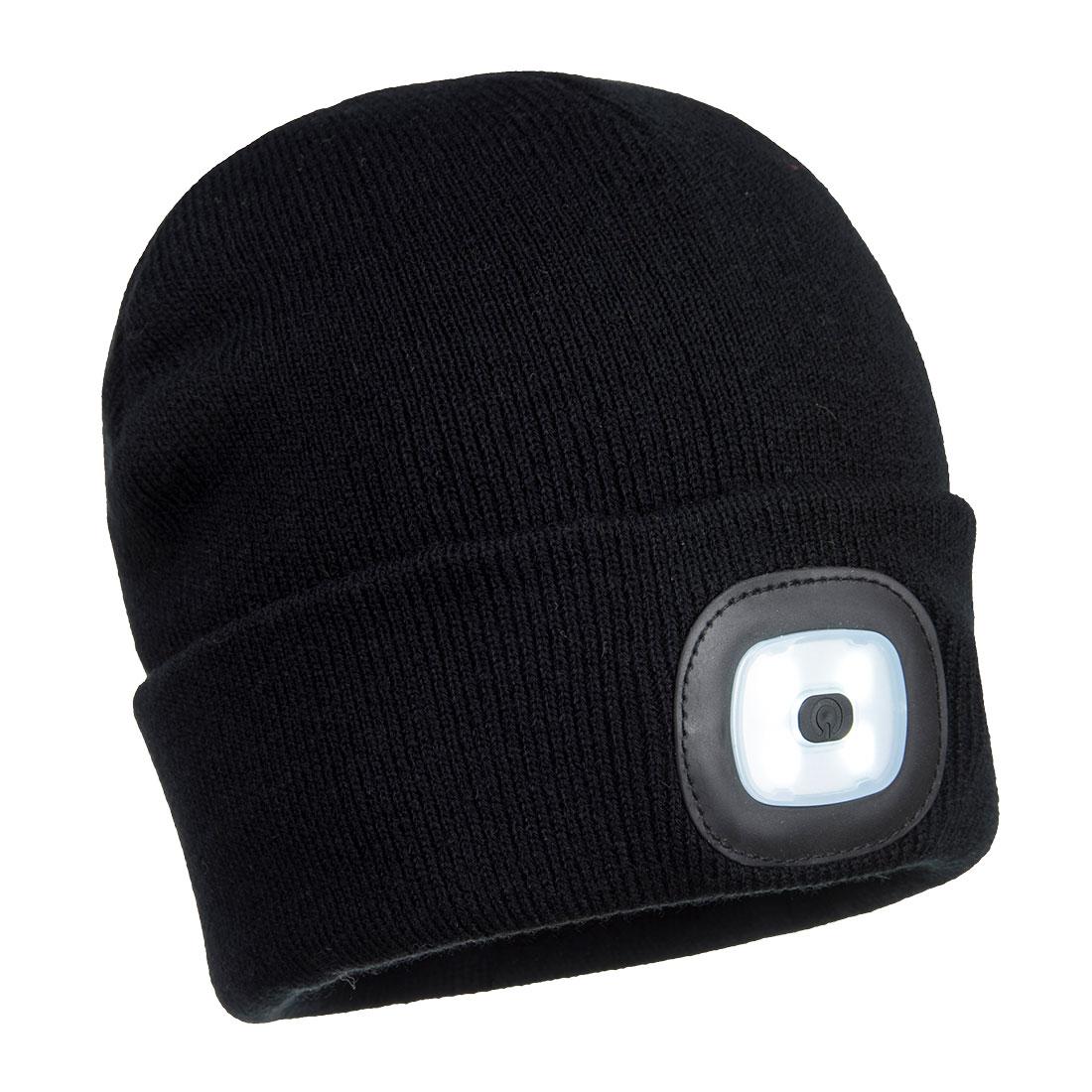 Rechargeable Twin LED Beanie - Black