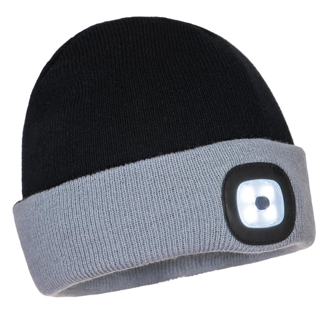 Two Tone LED Rechargeable Beanie - Black/Grey