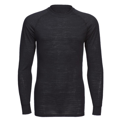 Merino Wool Crewneck Baselayer Top - Black