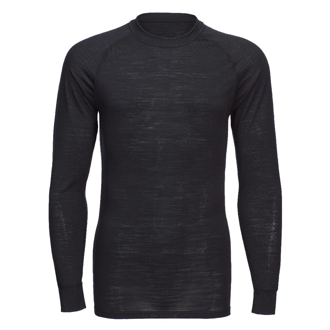 Merino Wool Crewneck Baselayer Top - Black