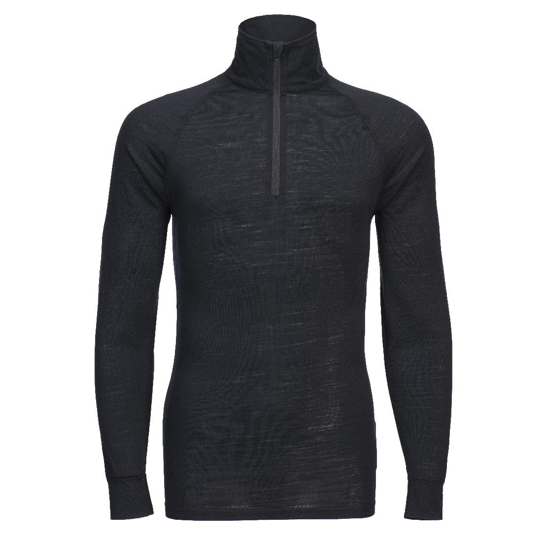 Merino Wool 1/4 Zip Baselayer Top - Black