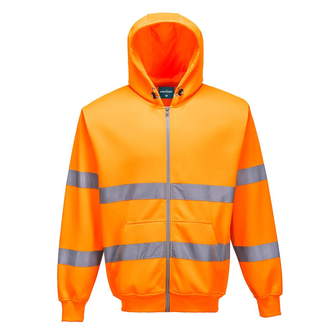 Hi-Vis Zipped Hoodie - Orange