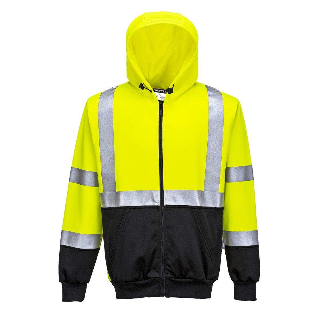 Hi-Vis Contrast Zipped Hoodie - Yellow/Black