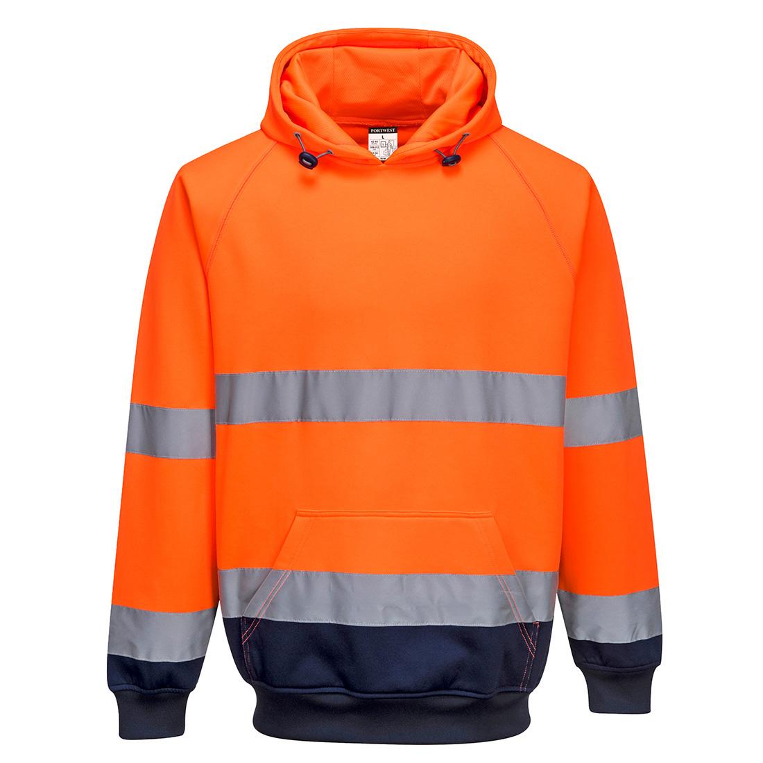 Hi-Vis Contrast Hoodie - Orange/Navy