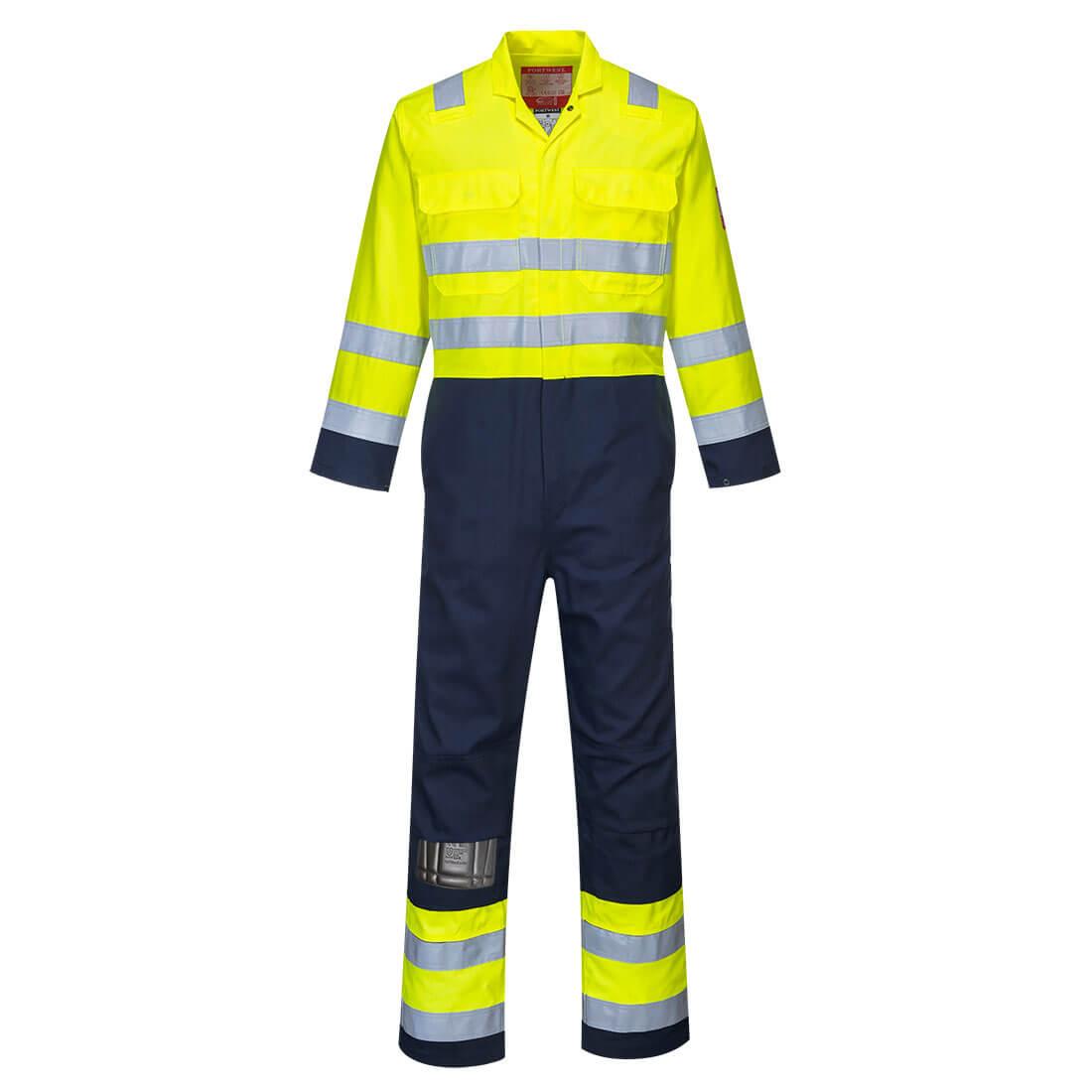 Bizflame Work Hi-Vis Anti-Static Coverall - Yellow/Navy
