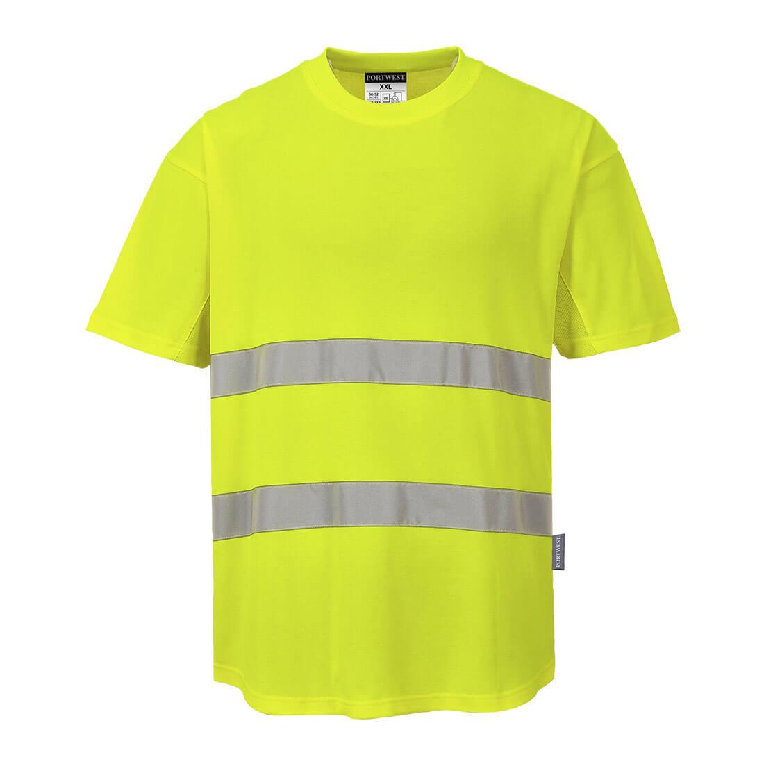 Hi-Vis Cotton Comfort Mesh Insert T-Shirt S/S - Yellow