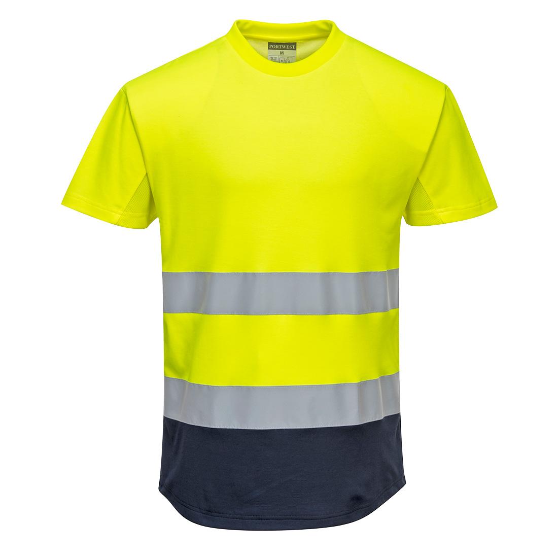 Hi-Vis Contrast Mesh Insert T-Shirt S/S - Yellow/Navy