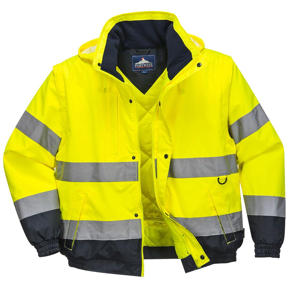 Hi-Vis 2-in-1 Contrast Bomber Jacket - Yellow