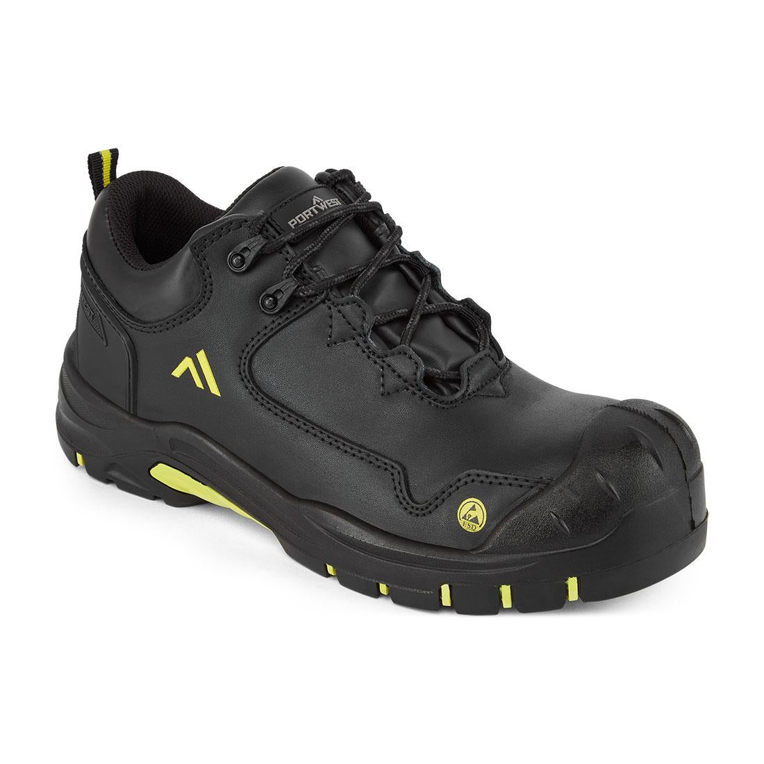 Composite Action Leather Low Shoe S3S ESD HRO SR SC FO - Black/Yellow