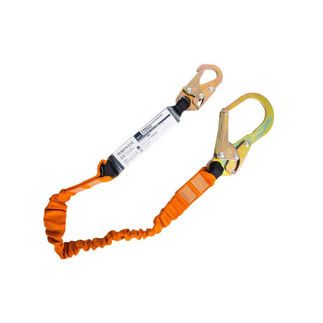 Single 140kg 1.8m Lanyard with Shock Absorber - Black/Orange