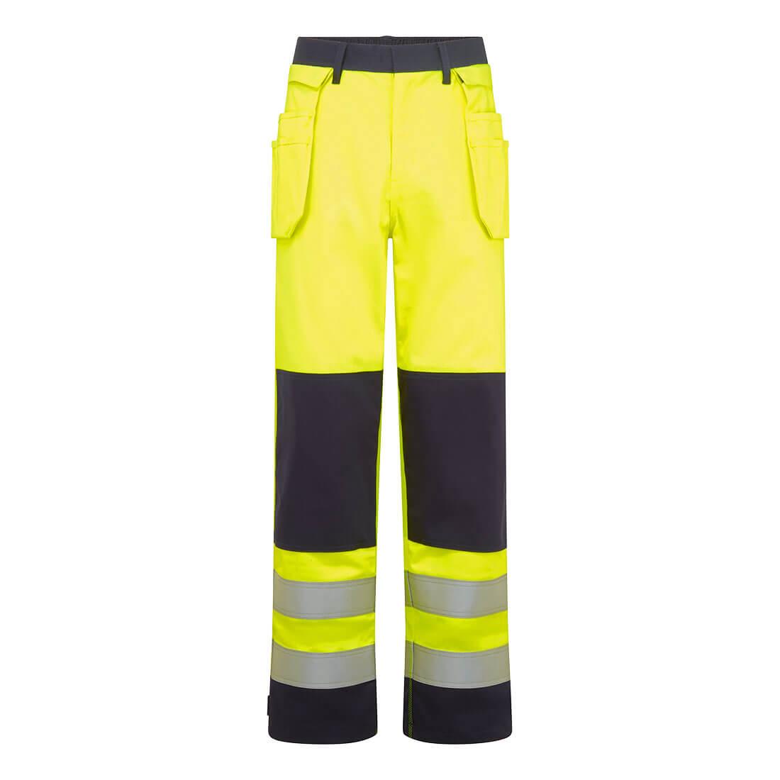 Bizflame Work Hi-Vis Contrast FR Holster Trousers - Yellow/Navy