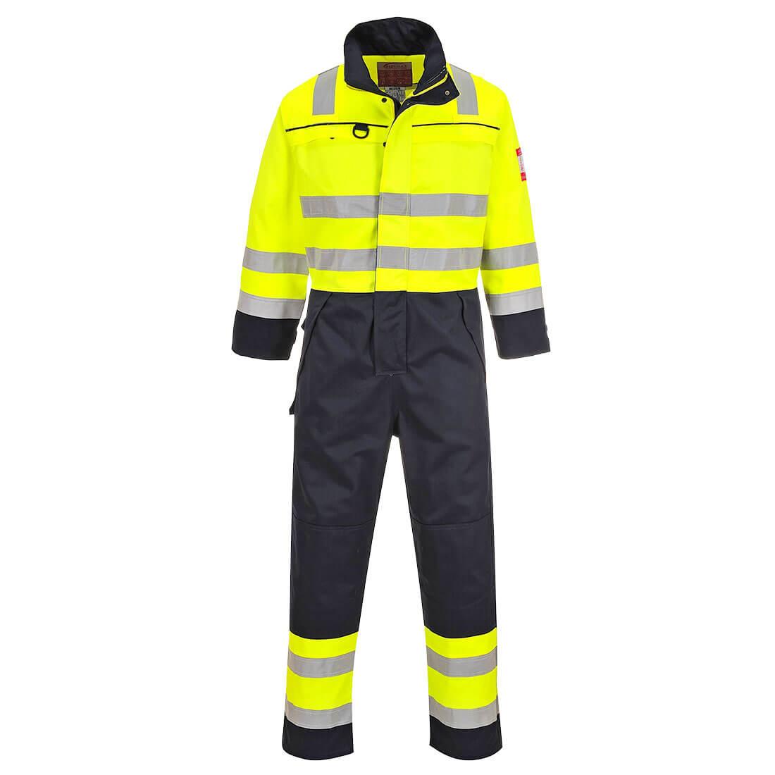 Bizflame Work Hi-Vis Multi-Norm Contrast FR Coverall - Yellow/Navy