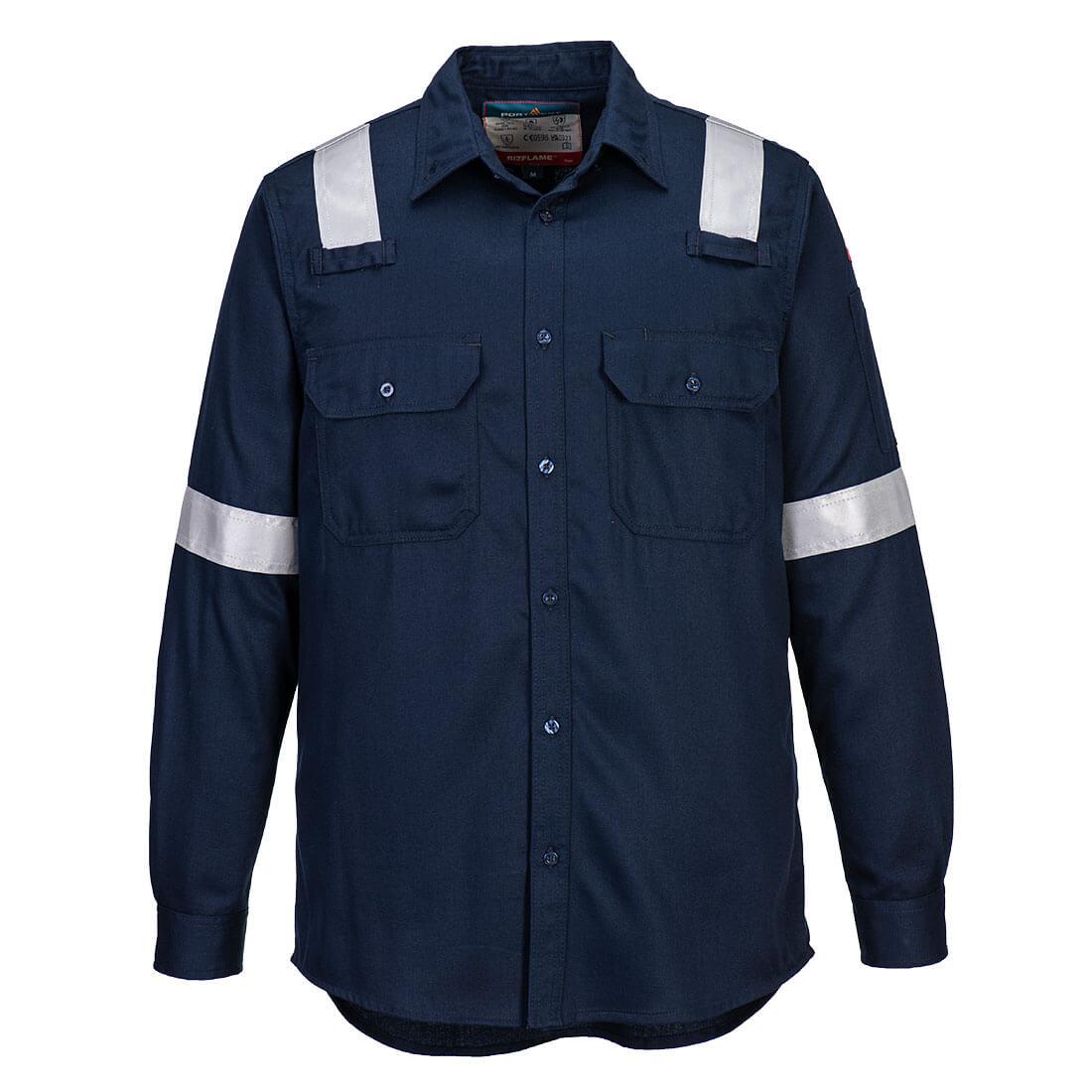 Bizflame Work Lightweight Anti-Static FR Shirt - Navy