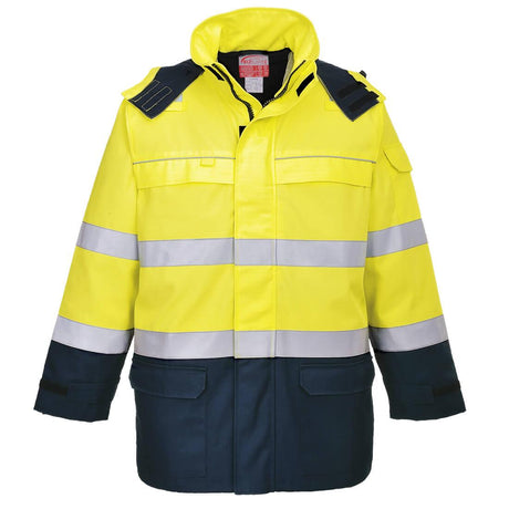 Bizflame Rain+ Hi-Vis Multi Arc FR Jacket - Yellow/Navy