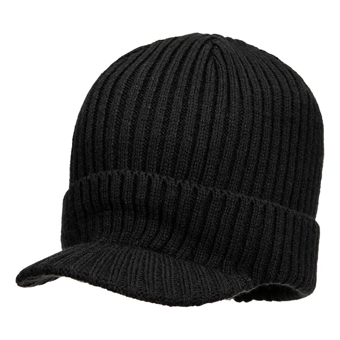 Beanie Hat with Peak - Black
