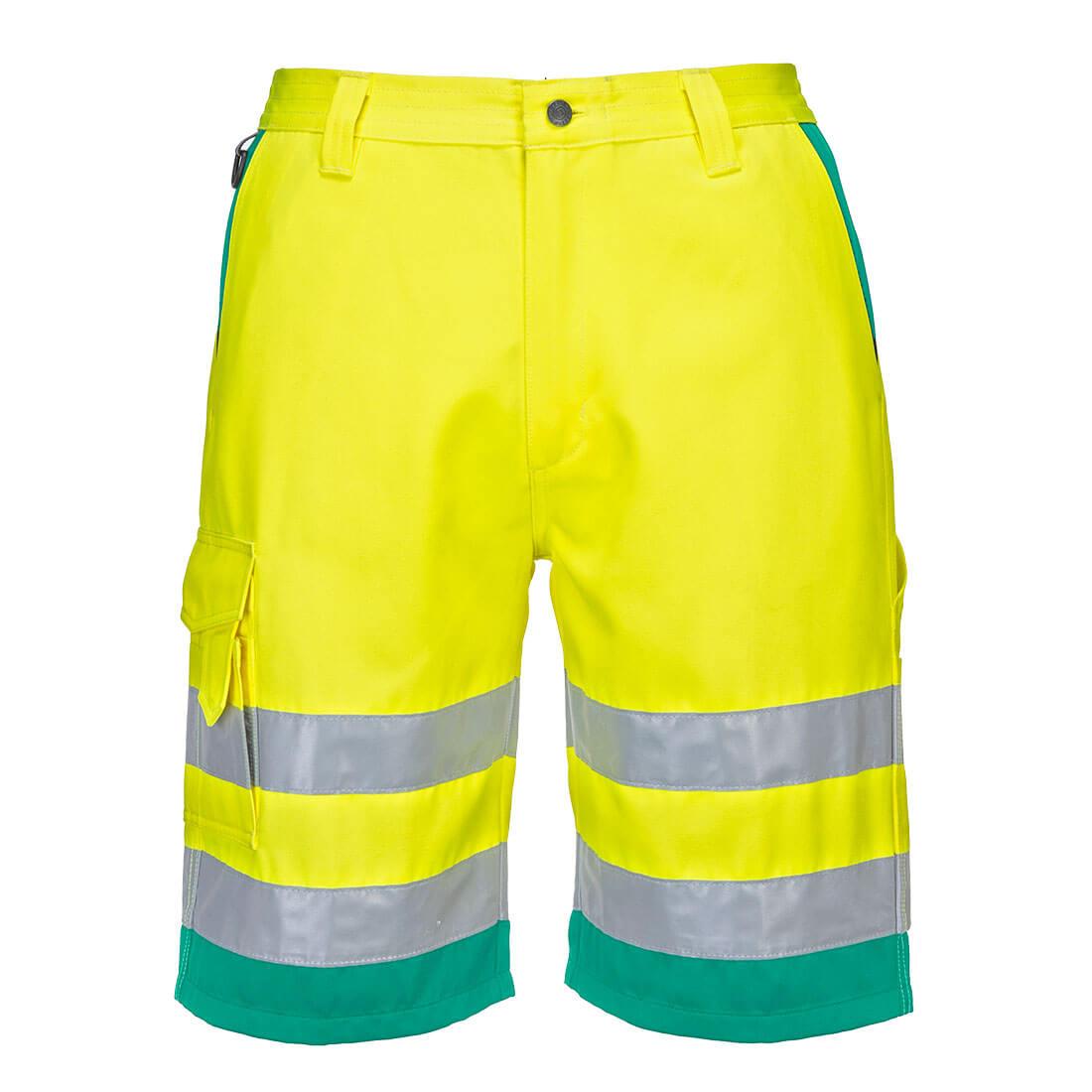 Hi-Vis Lightweight Polycotton Shorts - Yellow/Teal