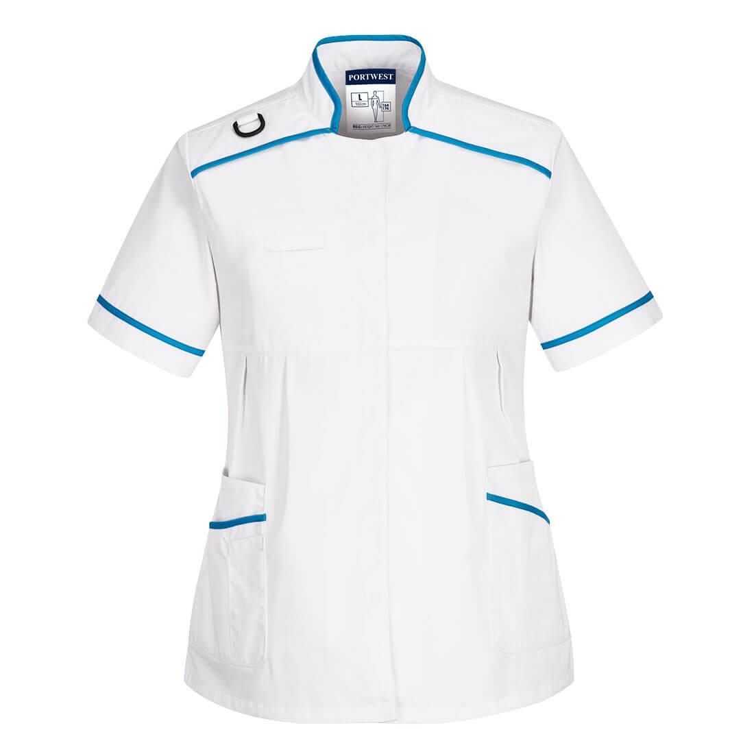 Medical Maternity Tunic - White/Aqua