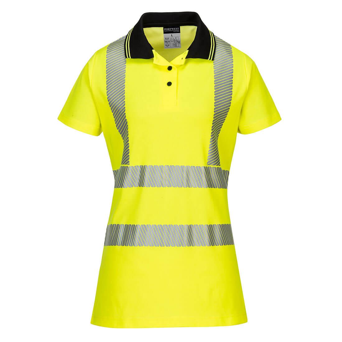 Hi-Vis Women's Cotton Comfort Pro Polo Shirt S/S - Yellow/Black