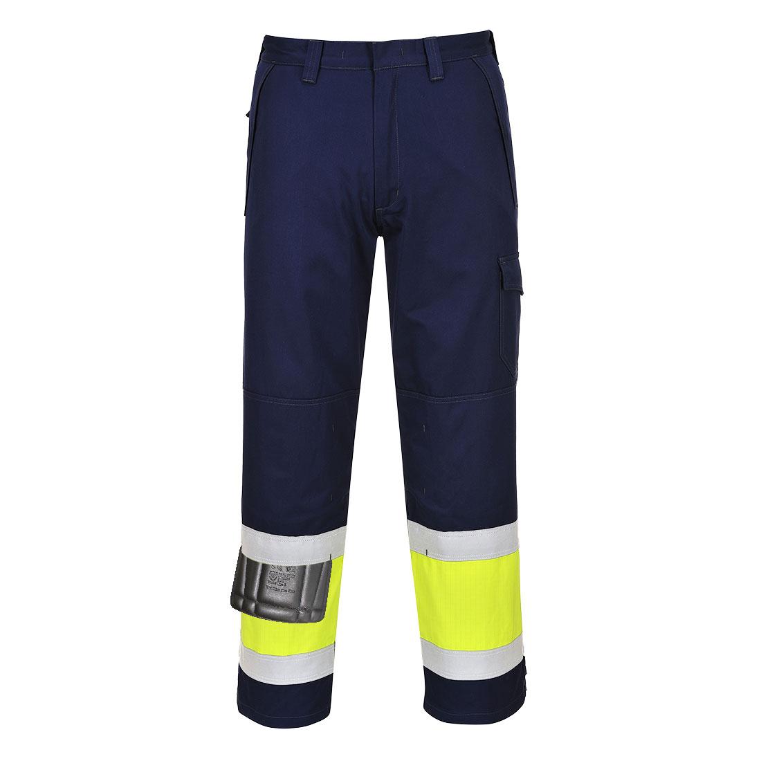 Modaflame Work Hi-Vis Class 1 Multi-Norm FR Trousers - Yellow/Navy Tall